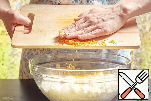 Add the zest to the mashed cottage cheese