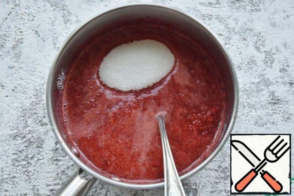 Add to the berry puree and mix. Cook for two minutes with constant stirring