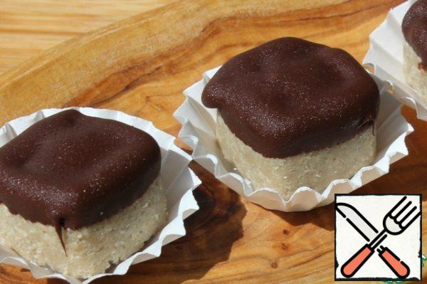If desired, melt the chocolate and dip the candies.
Remove to the freezer before serving.