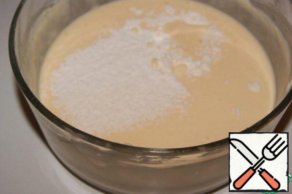 Add the cream and flour sifted with starch and mix well, RUB the dough through a sieve.