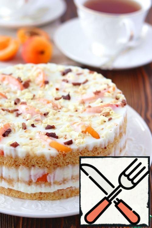 Sprinkle the cake with fried almond crumbs and shavings of white and milk chocolate. (to taste)Put the finished cake in the refrigerator for complete cooling and stabilization for 5-6 hours. You can stay overnight.