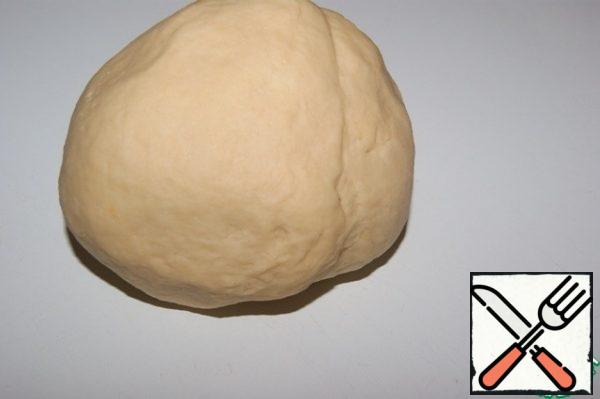 ... until the dough is smooth and elastic. We do not add a single gram of flour during the kneading process! Look at the photo at the beginning of the batch and after.
