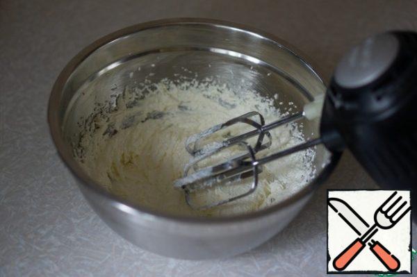 For the main dough, beat the soft butter with sugar and salt until creamy.