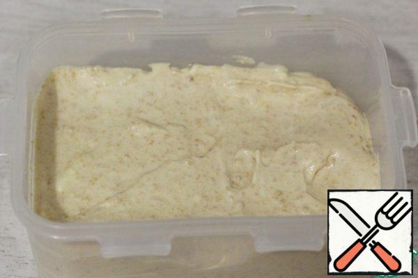 Pour the mass into a container for solidification and put it in the freezer overnight. You don't need to mix it.