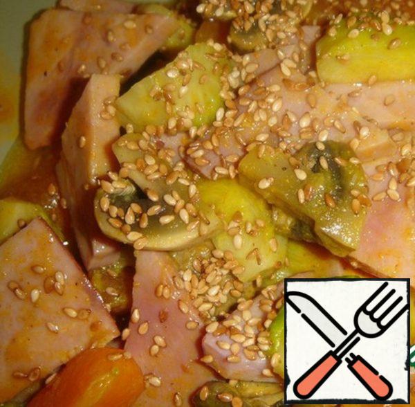 Salad with Ham, Tangerines and Brussels Sprouts Recipe
