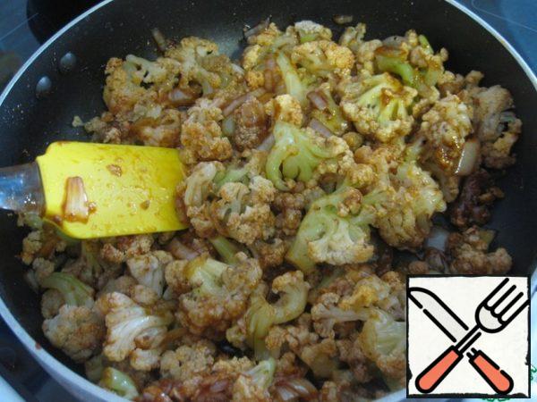 Warm up just a couple of minutes, turn off, let it stand in a cold place for 4-5 hours.
Serve with a sprinkle of herbs.