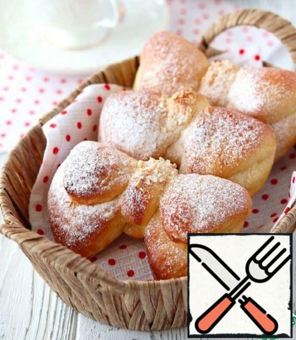Homemade Buns "Bows" with Almonds Recipe