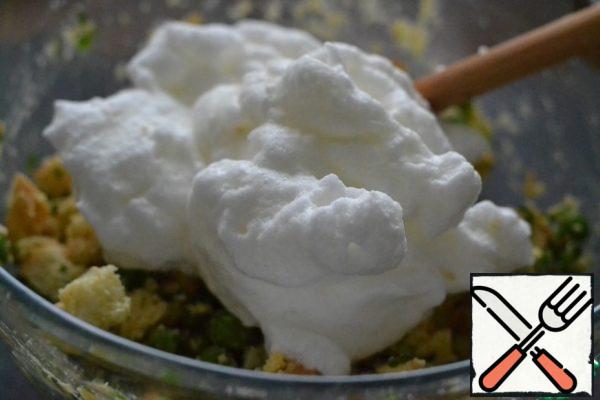 Whisk the whites and add to the filling. Stir.