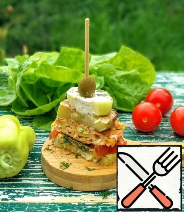 Towers of Vegetables with Scrambled Eggs Recipe