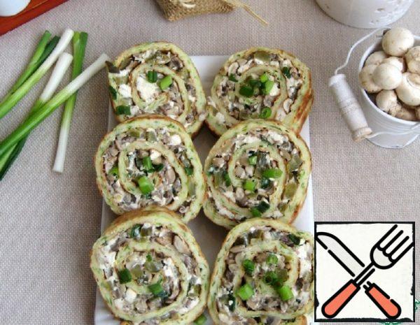 Zucchini Roll with Cheese and Mushrooms Recipe