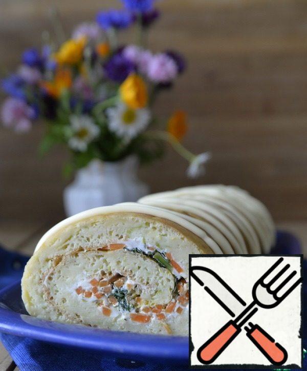 Serve the roll chilled.