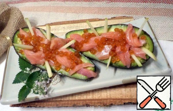 Decorate with caviar and "mustache" from Apple.
Cool before serving!
Put in the refrigerator for 40-45 minutes. Bon appetit!