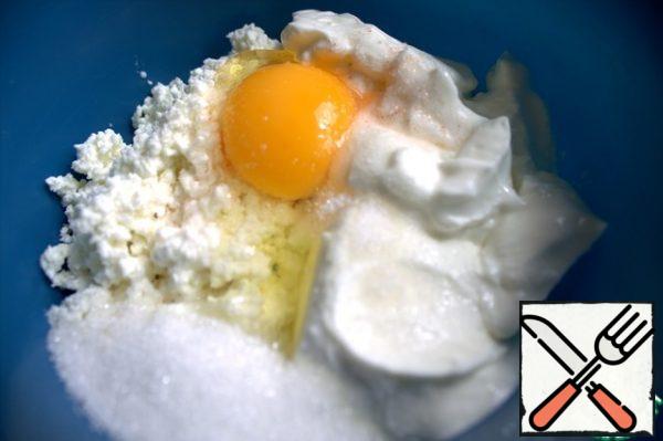 Add the egg, sugar, vanilla, and salt.