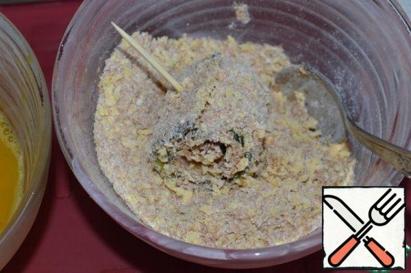 Then roll in the breadcrumbs.