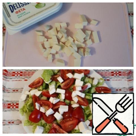 Cut the feta cheese into small cubes.