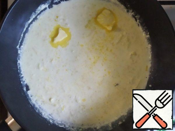 Add butter, melt.  Add some parmesan, salt and pepper.