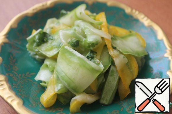 An unusual summer snack of fresh zucchini is ready!