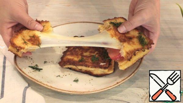 Our sandwich is served hot: so inside the cheese will stretch.