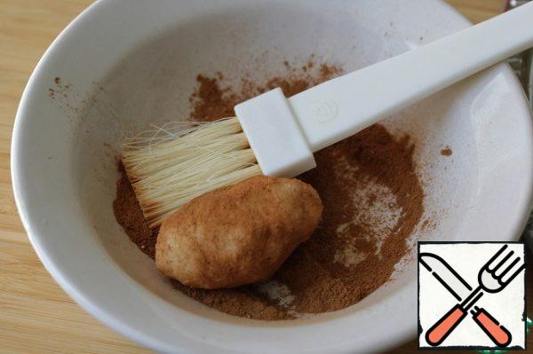 Roll each candy in ground cinnamon (it is convenient to apply it with a brush).