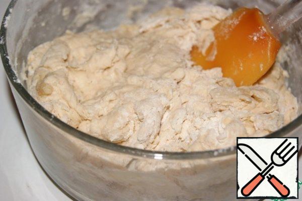 Add salt and oil, add flour and mix.