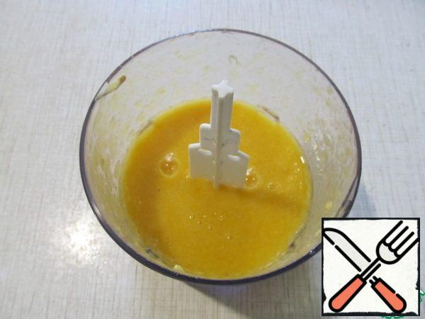 Chop the peach in a blender.