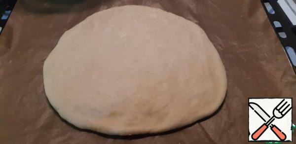 Place on a baking sheet, shape into a tortilla, and cover with a towel. Let the dough come up for 40 minutes.