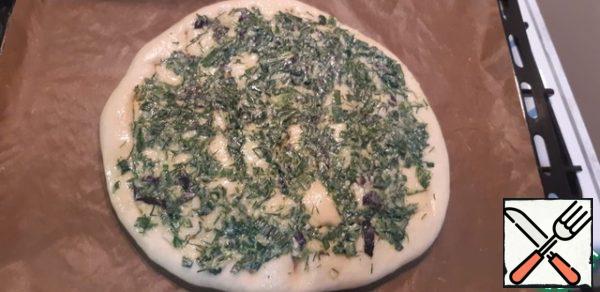 Spread the filling on the tortilla.