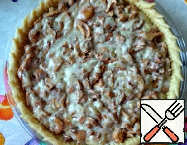 Transfer the filling to the form with the dough.