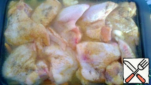 Cover with water. Add garlic cloves and Bay leaf.