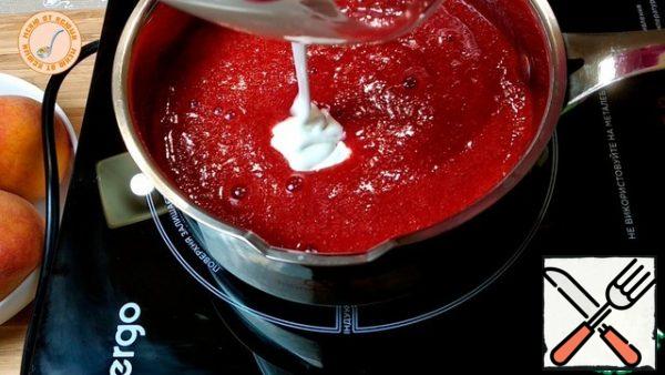 Add the diluted starch, boil, cool.