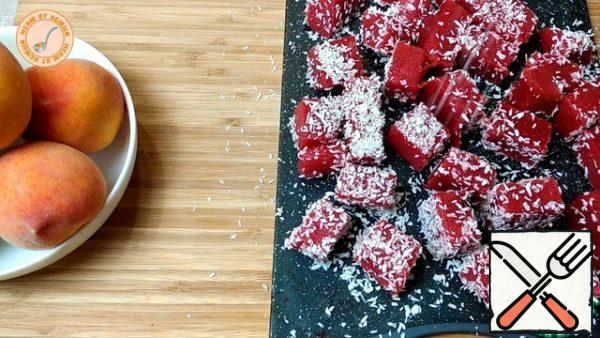 Cut, dip them in coconut flakes, served.