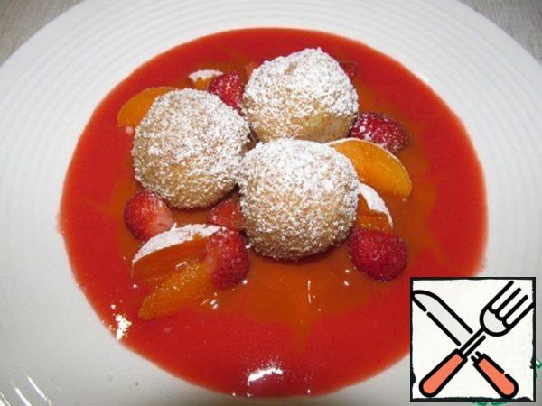 Strawberry Dumplings with Apricot Sauce Recipe