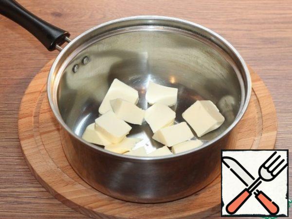 In another saucepan, melt the butter.