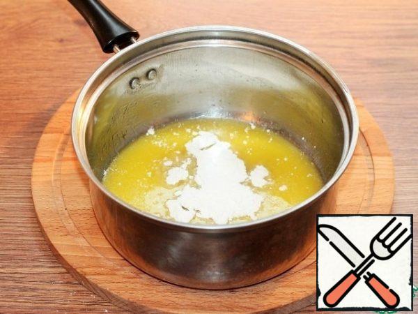 .. add the flour and bring to a boil, stirring constantly. Remove from heat immediately.