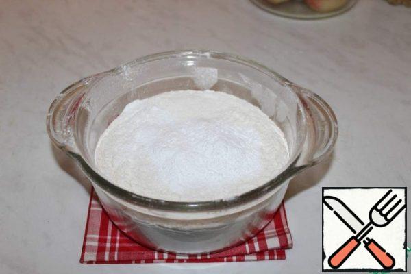 Sift the flour with baking powder.