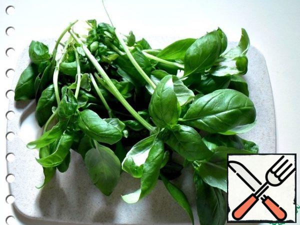 Chop the Basil together with the thin stalks,
