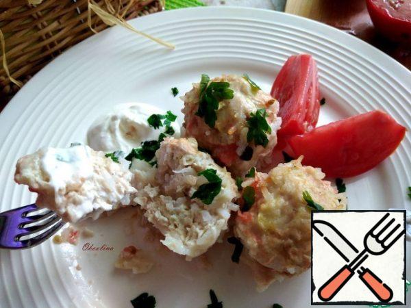 Closer view of meatballs. Eat with pleasure. Dietary, healthy and delicious food!