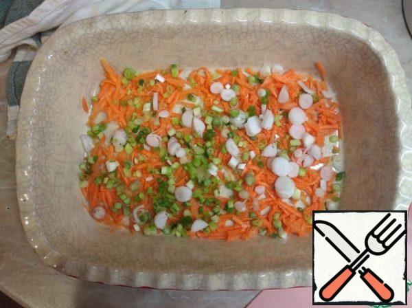 diced onion, half garlic and herbs. Salt.