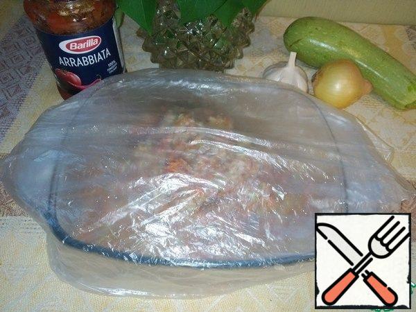 Cover with cling film and let stand for ten minutes.