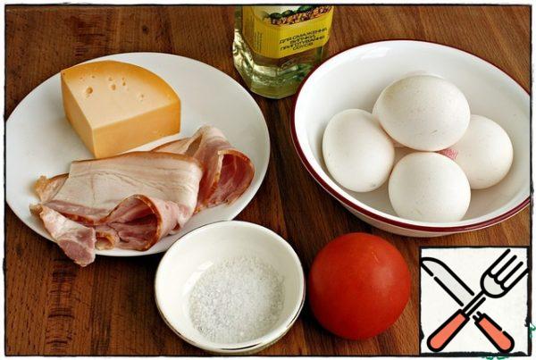 As you can see, all simple products are usually found in any refrigerator... Of course, you can vary the filling, but I recommend that you try this option for the first time... The recipe is very simple, but when I first prepared this Breakfast, I got a little confused because of the large number of turns, I had to write a cheat sheet and keep it near the stove. But this is only the first time, the next times went like clockwork... So that novice cooks are not confused, at the end of the recipe I will reproduce it...