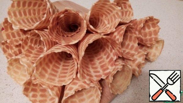 I prepared the waffle cones in advance