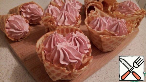 I also tried filling waffle baskets with marshmallows with berry puree