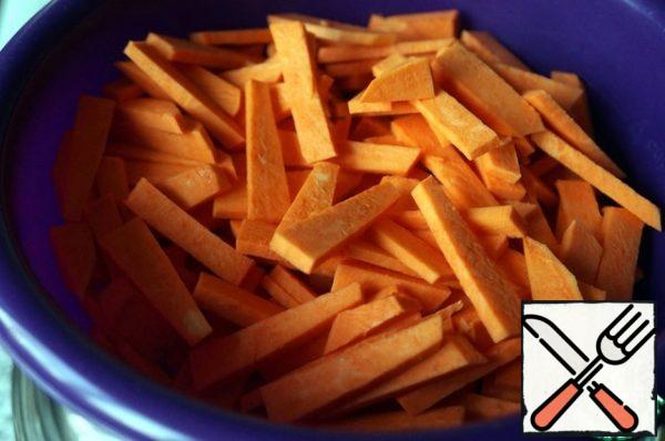Cut into thin bars.