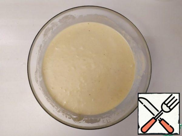Knead dough.
The dough should be quite thick. Thicker than for pancakes.
