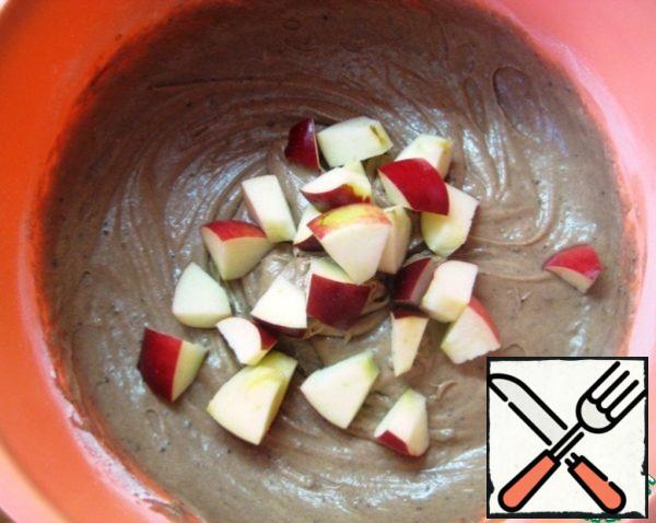 Add sliced apples. Mix them into the dough.