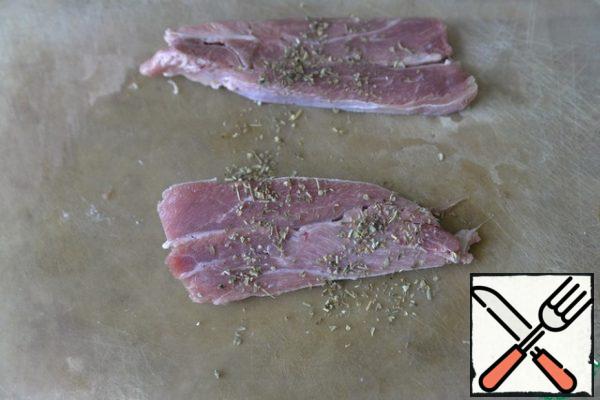 Rub the fillet with Provencal herbs and oil.