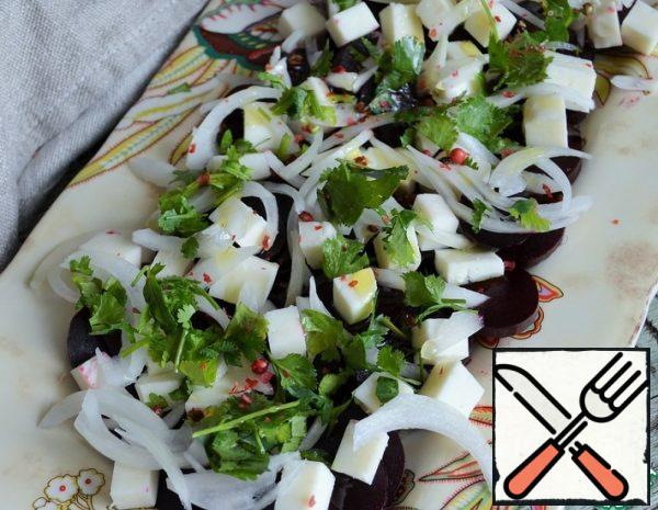 Beetroot with Cheese and pickled Onions Recipe