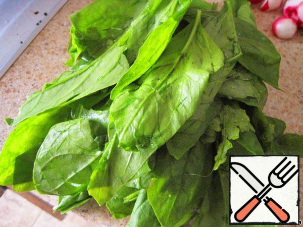 I removed the stems from spinach.