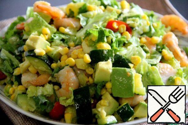 Season the salad and serve.