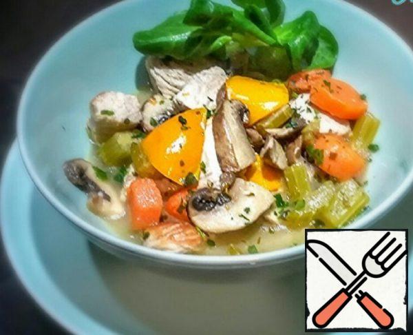 Stewed Turkey with Mushrooms and Vegetables Recipe